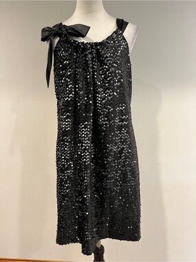 Love Carmen Black Sequin Tie-Shoulder Cocktail Dress‎ size 12